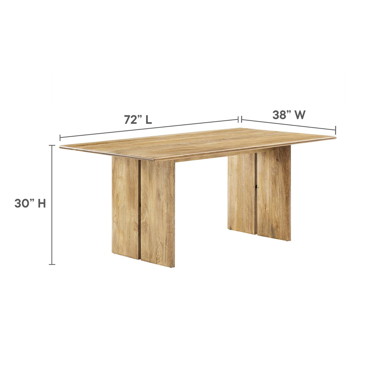 Amistad Wood Dining Table and Bench Set natural oak finish; 72in L x 38in W x 30in H; HouseOfZazla on Tampa Home & Garden Store