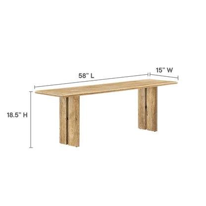 Amistad Wood Dining Table and Bench Set by Modway in natural oak finish with chunky square legs on Tampa Home & Garden Store
