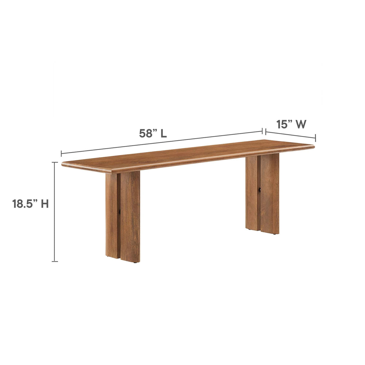 Amistad wood dining table and bench set; natural oak finish with chunky legs, 58 in long on Tampa Home & Garden Store