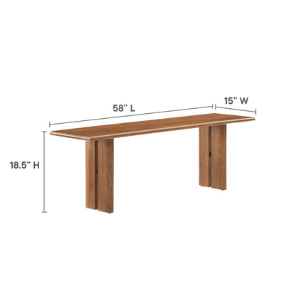Amistad wood dining table and bench set; natural oak finish with chunky legs, 58 in long on Tampa Home & Garden Store