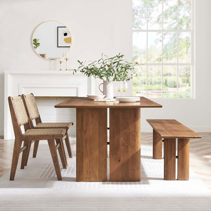 Amistad Wood Dining Table and Bench Set by Modway in warm wood finish on Tampa Home & Garden Store