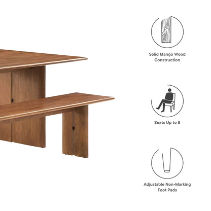 Amistad Wood Dining Table & Bench Set in mango wood with Solid Mango Wood Construction by Modway on Tampa Home & Garden Store