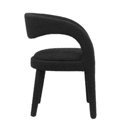 Pinnacle Boucle Upholstered Dining Chairs set of 2, black boucle, curved back, HouseOfZazla on Tampa Home & Garden Store
