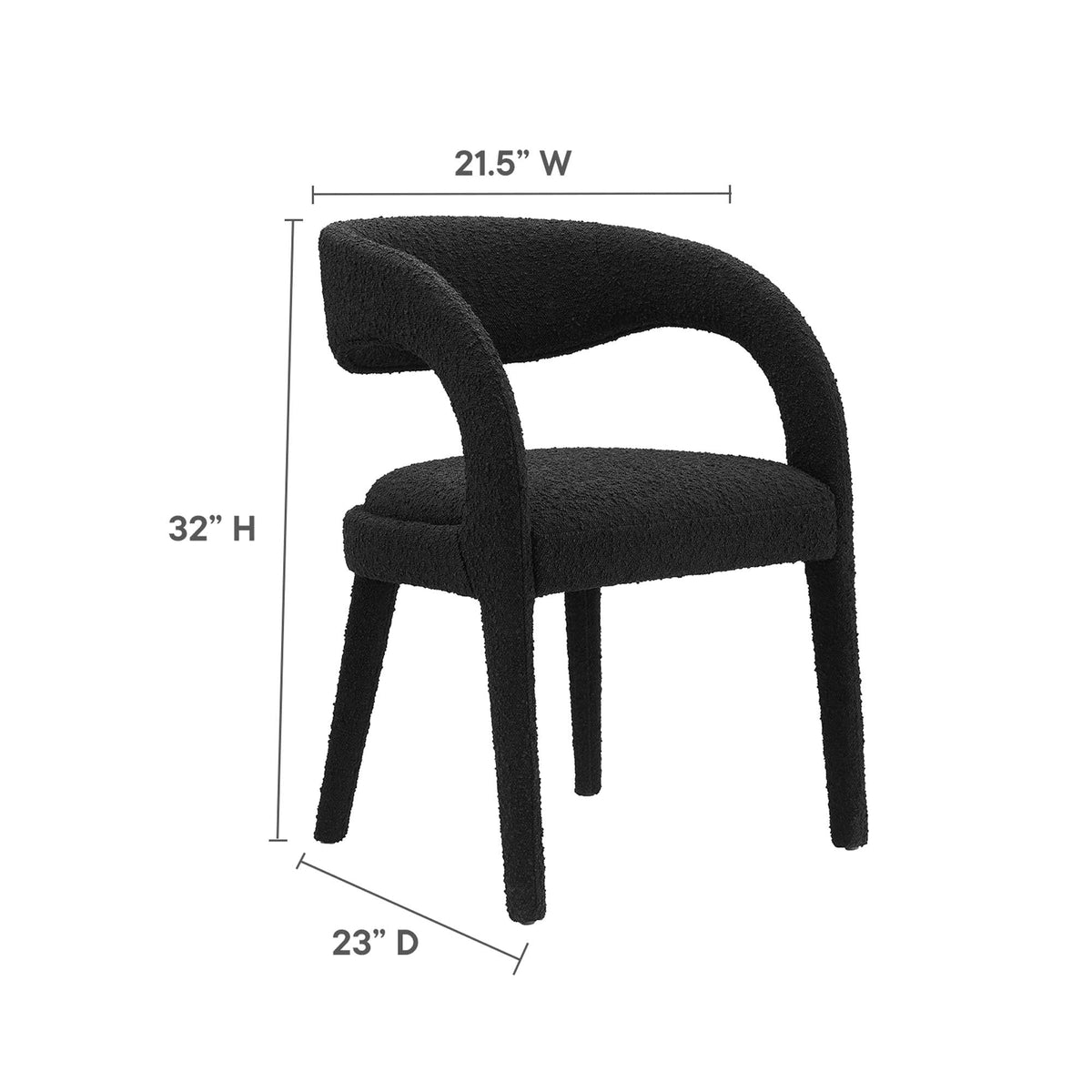 Pinnacle Boucle Upholstered Dining Chair set of 2 in black boucle fabric by HouseOfZazla on Tampa Home & Garden Store