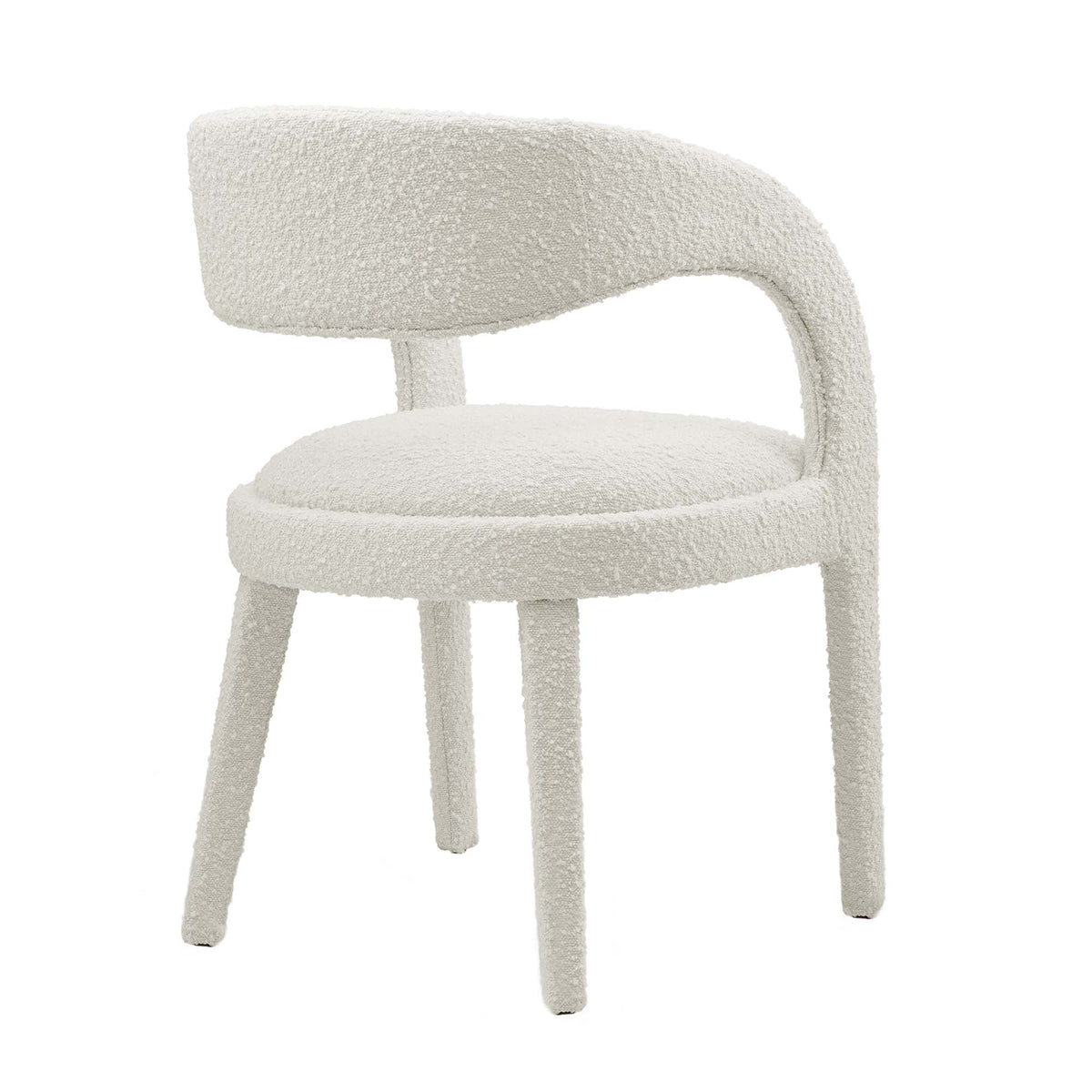Pinnacle Boucle Upholstered Dining Chair Set of 2 cream boucle fabric curved back on Tampa Home & Garden Store