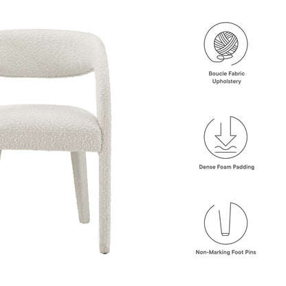 Pinnacle Boucle Upholstered Dining Chair set of 2 in beige boucle fabric by HouseOfZazla on Tampa Home & Garden Store