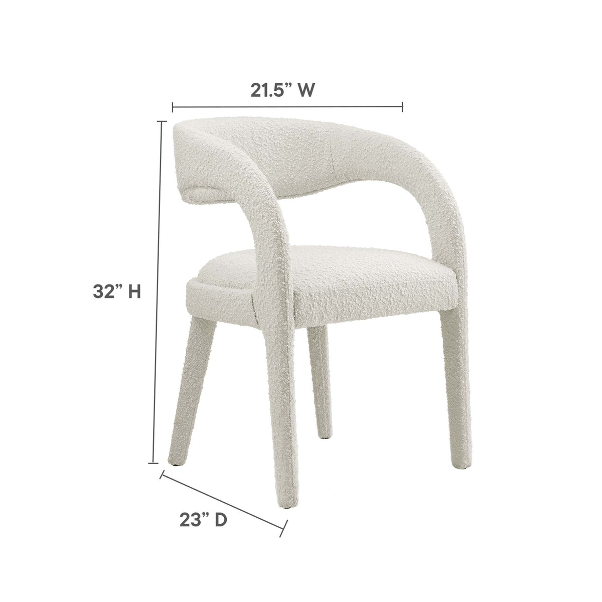 Pinnacle Boucle Upholstered Dining Chair Set of 2 in beige boucle fabric with curved back on Tampa Home & Garden Store