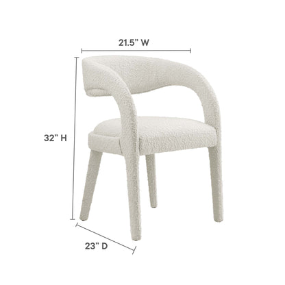 Pinnacle Boucle Upholstered Dining Chair Set of 2 in beige boucle fabric with curved back on Tampa Home & Garden Store