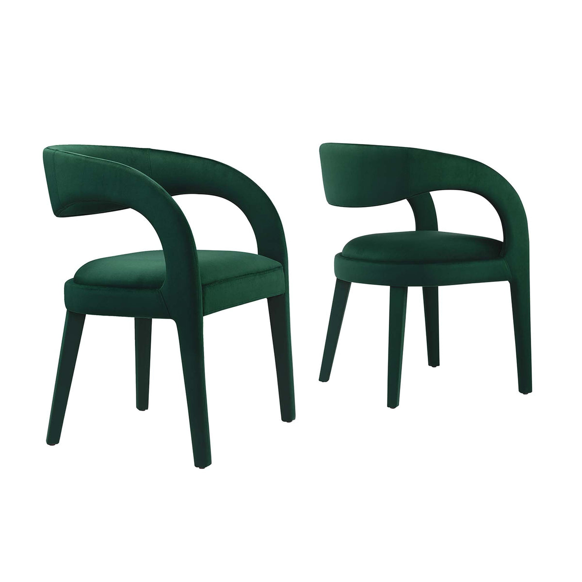 Pinnacle Performance Velvet Dining Chair Set of Two emerald green velvet with curved backs on Tampa Home & Garden Store