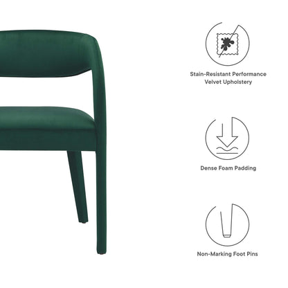 Pinnacle Performance Velvet Dining Chair Set of Two by Modway, green velvet upholstery on Tampa Home & Garden Store