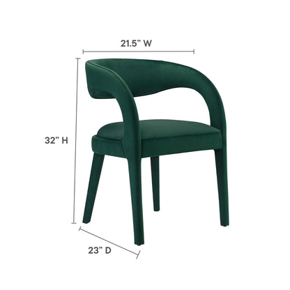 Pinnacle Performance Velvet Dining Chair Set of Two in green velvet - curved back by Modway on Tampa Home & Garden Store
