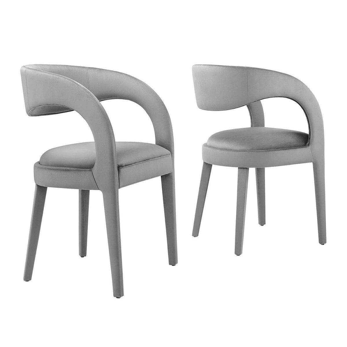 Pinnacle Performance Velvet Dining Chair Set of Two, gray velvet, curved back by Modway on Tampa Home & Garden Store