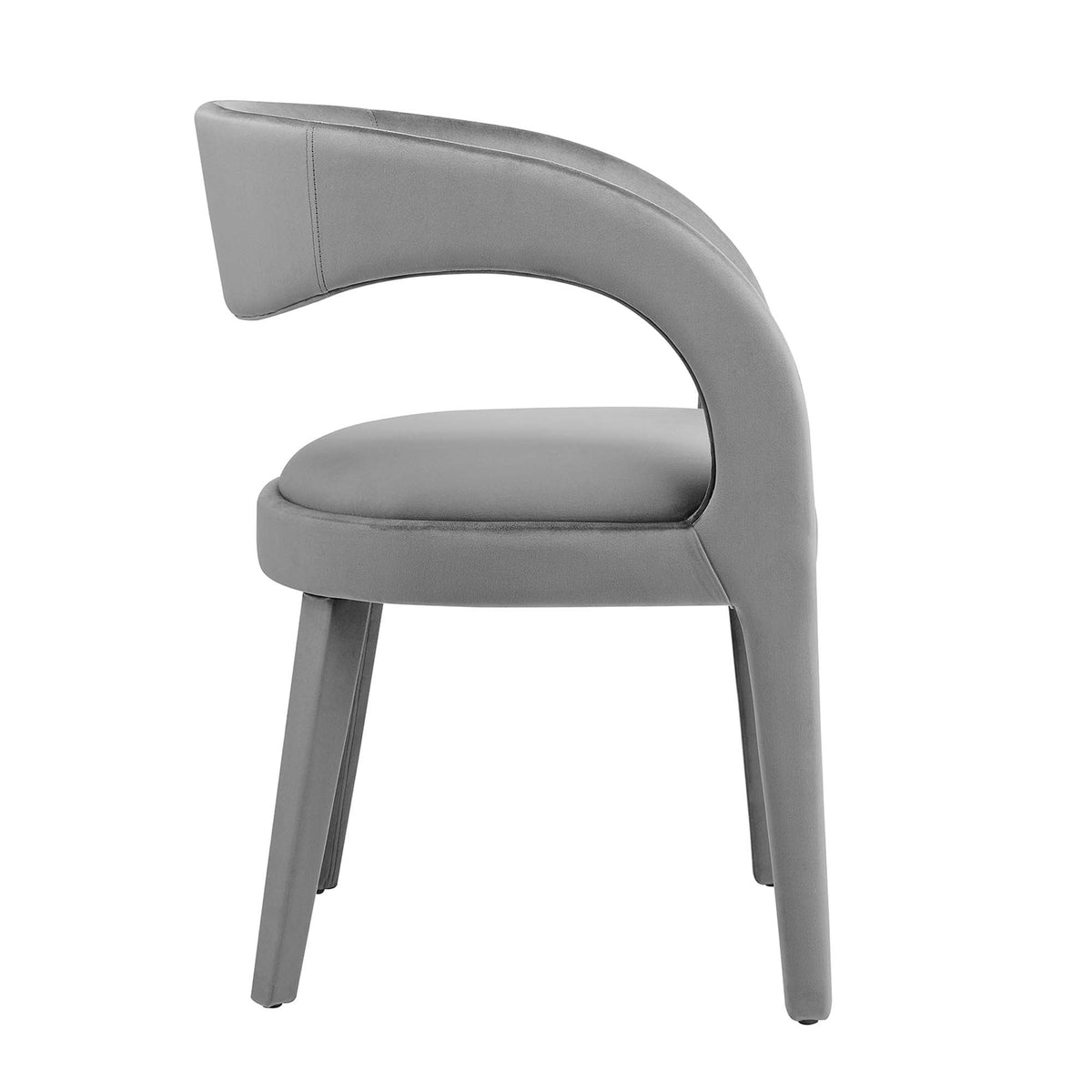Pinnacle Performance Velvet Dining Chair Set of Two in gray velvet with curved back on Tampa Home & Garden Store