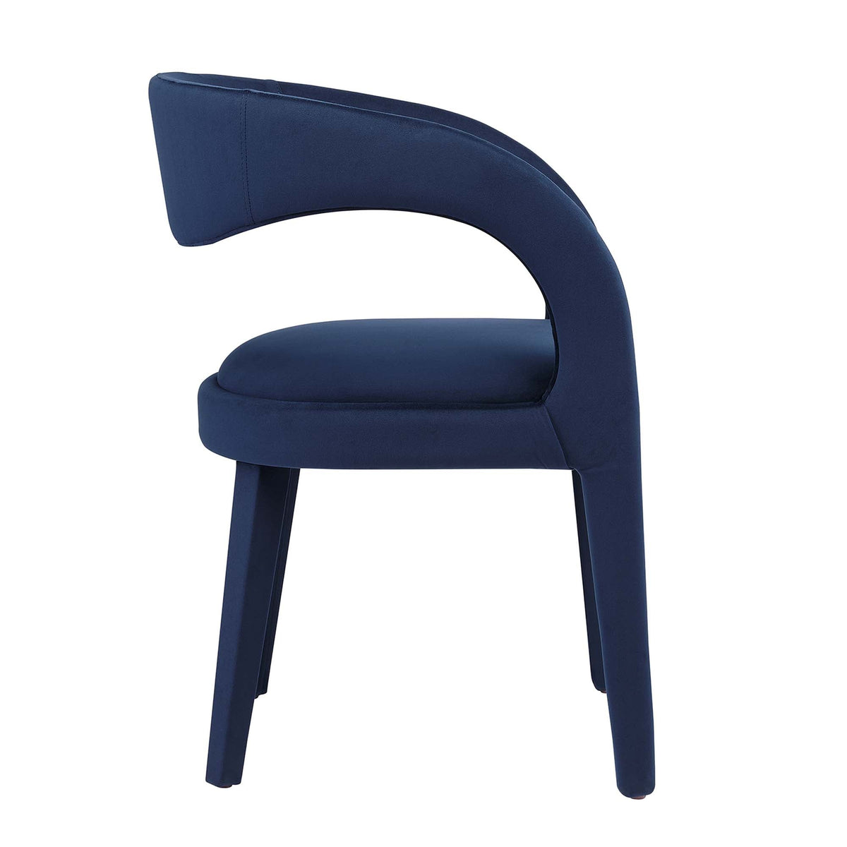 Pinnacle Performance Velvet Dining Chair set of two in navy blue velvet with curved back on Tampa Home & Garden Store