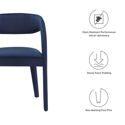 Pinnacle Performance Velvet Dining Chair set of two in navy blue velvet by Modway on Tampa Home & Garden Store