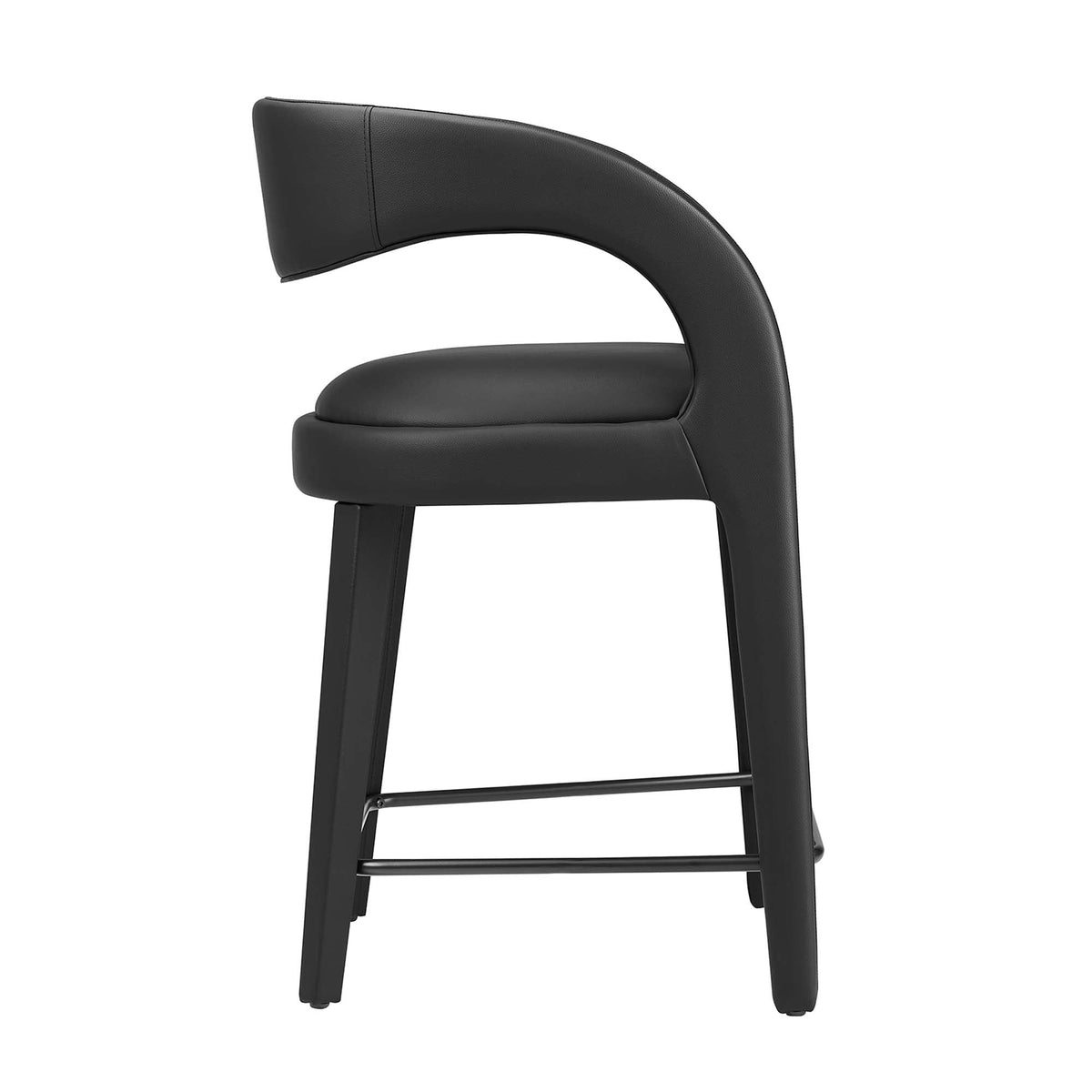 Pinnacle vegan leather counter stool by Modway, black curved back and seat on Tampa Home & Garden Store