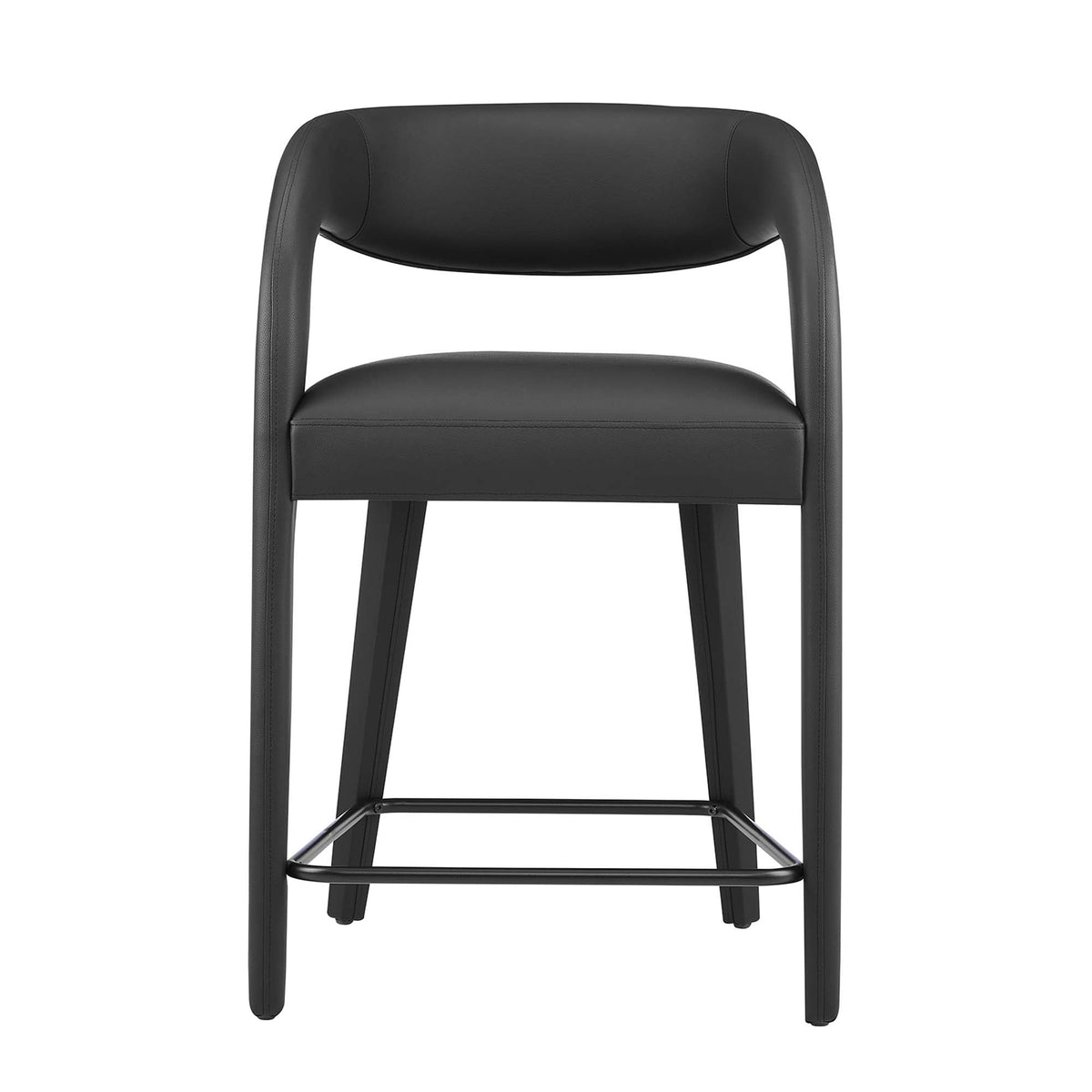 Pinnacle vegan leather counter stools set of 2 by Modway black with curved back metal legs on Tampa Home & Garden Store