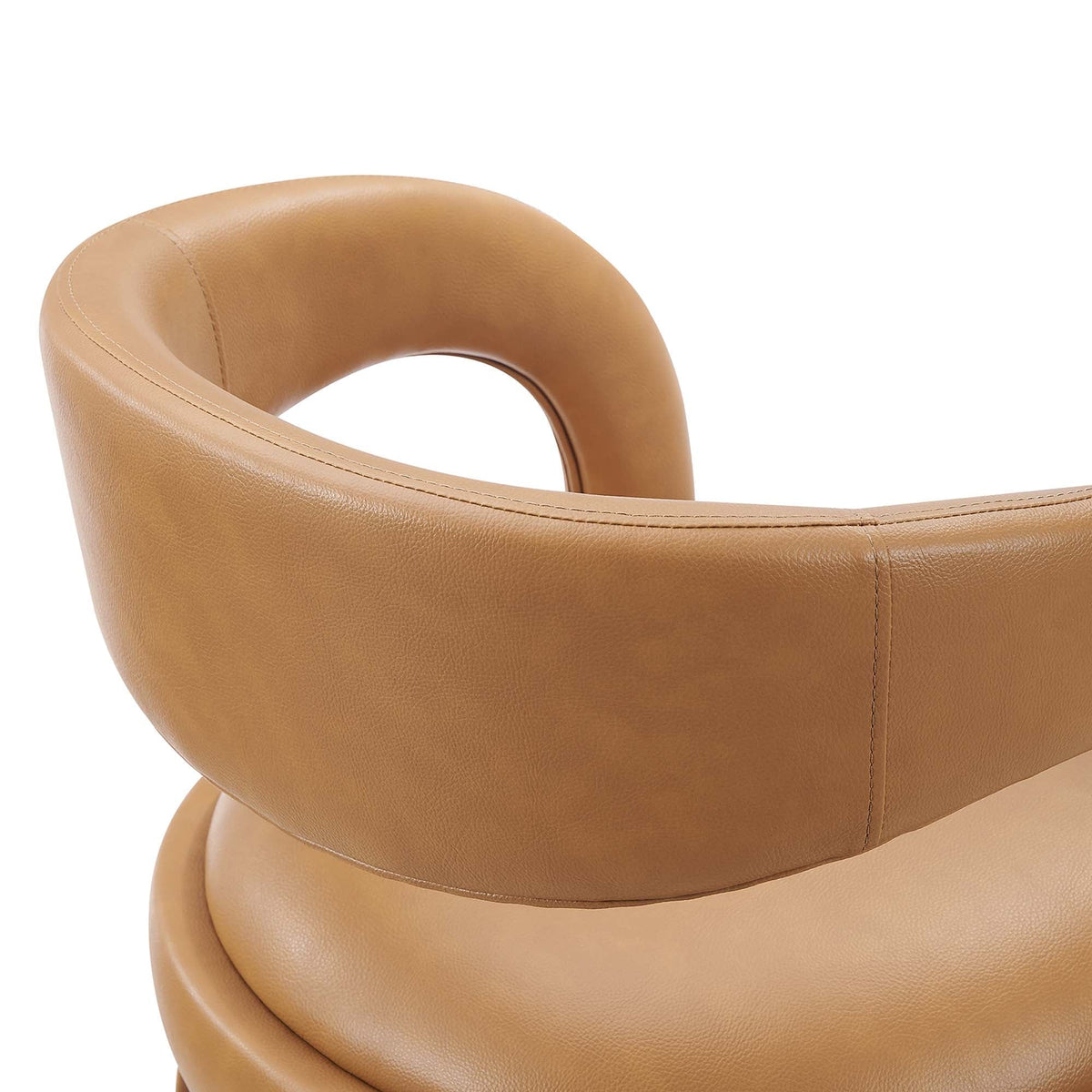 Pinnacle vegan leather counter stools set of 2 in tan with rounded back and stitching on Tampa Home & Garden Store