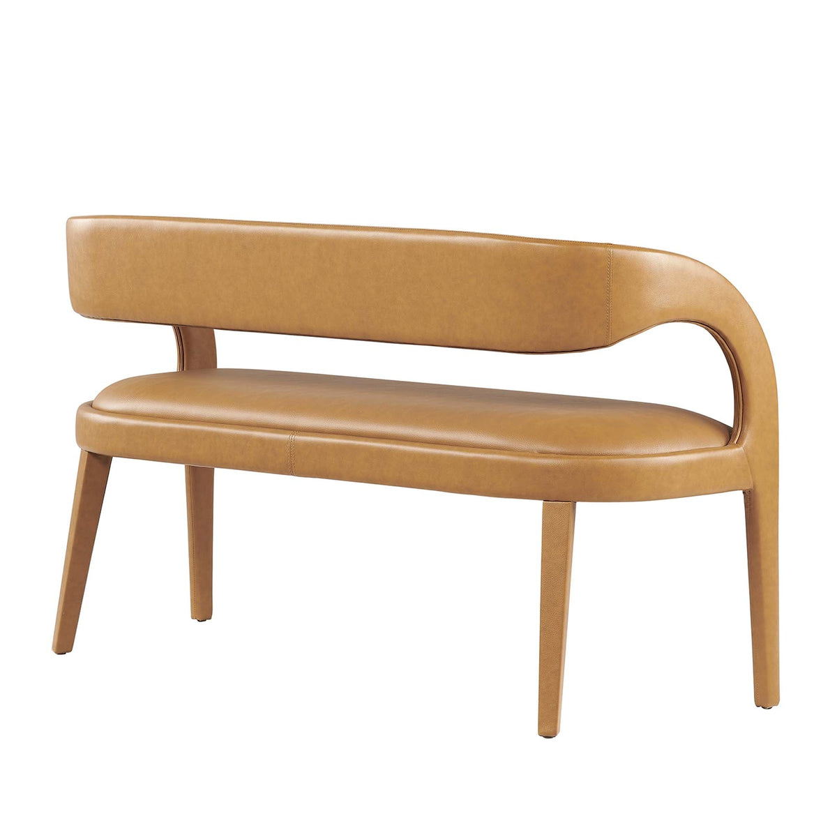 Pinnacle vegan leather accent bench by Modway in tan vegan leather for living room furniture on Tampa Home & Garden Store