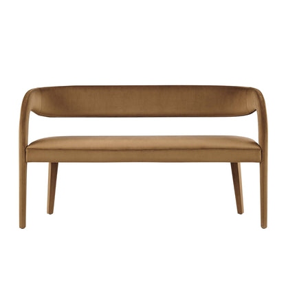 Pinnacle Performance Velvet Accent Bench by Modway tan velvet with wood legs on Tampa Home & Garden Store
