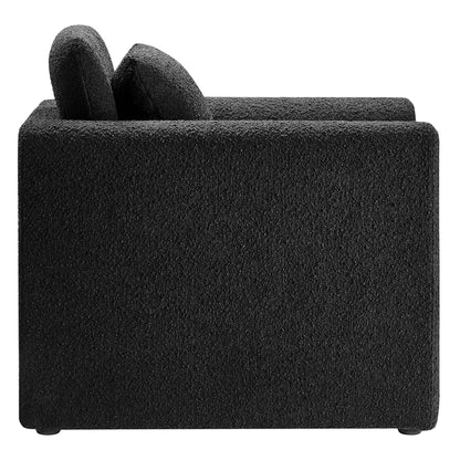 Waverly Boucle Armchair in black textured boucle upholstery by HouseOfZazla on Tampa Home & Garden Store