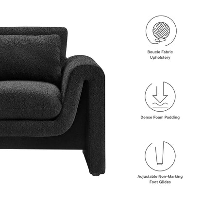 Modway Waverly boucle upholstered black armchair with curved armrests on Tampa Home & Garden Store