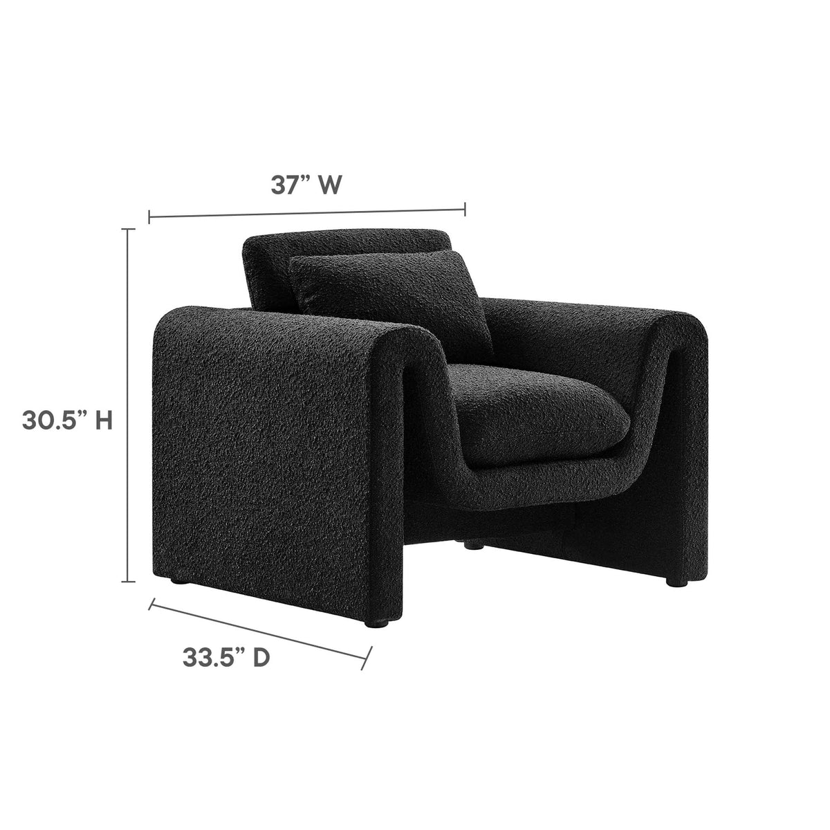 Waverly Boucle Upholstered Armchair by Modway, black boucle fabric on Tampa Home & Garden Store