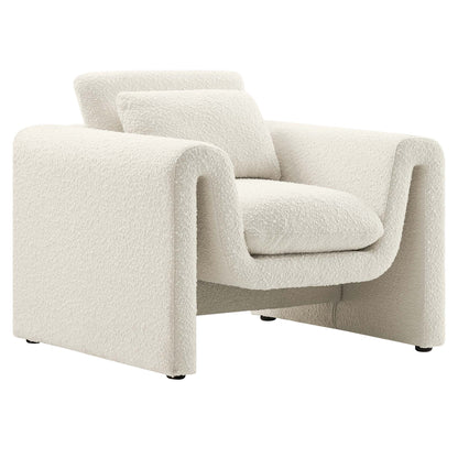Waverly Boucle Upholstered Armchair by Modway in ivory boucle fabric on Tampa Home & Garden Store