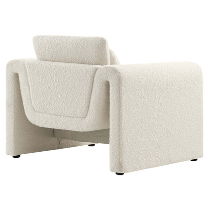 Waverly Boucle Upholstered Armchair cream boucle fabric by Modway, HouseOfZazla on Tampa Home & Garden Store