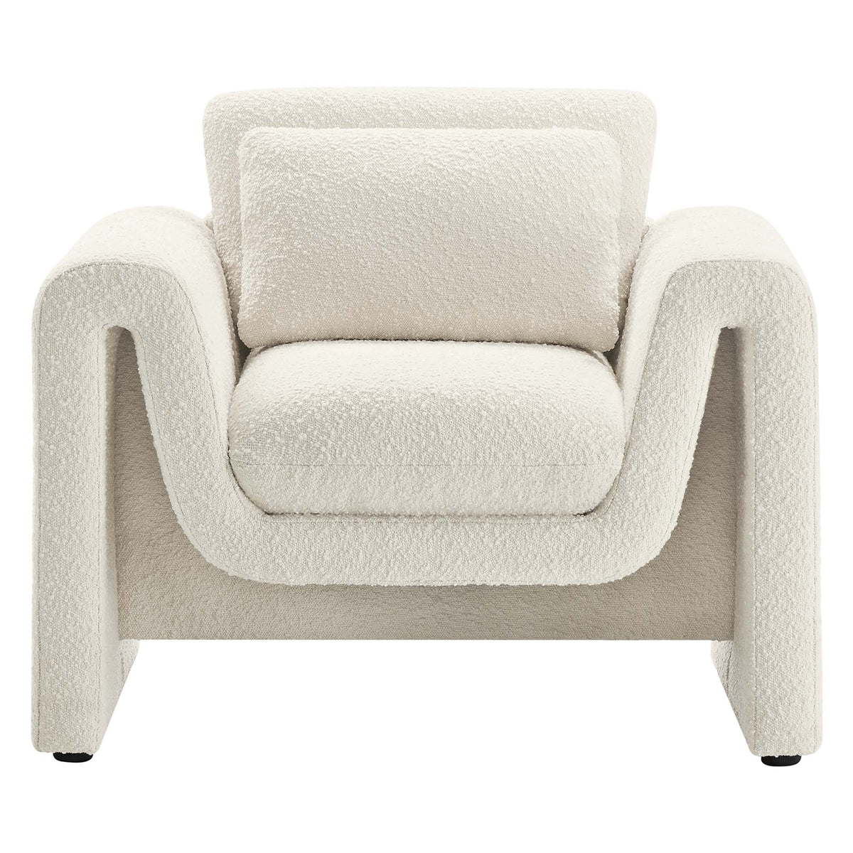 Waverly Boucle Armchair cream boucle fabric with rounded arms HouseOfZazla on Tampa Home & Garden Store