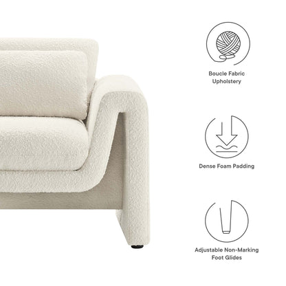 Waverly Boucle Upholstered Armchair beige boucle fabric with dense foam padding by Modway on Tampa Home & Garden Store