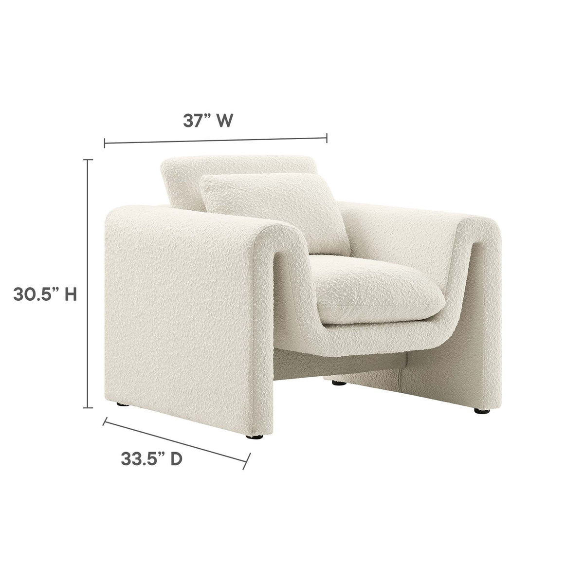 Waverly Boucle Upholstered Armchair in cream boucle fabric with plush back by Modway on Tampa Home & Garden Store