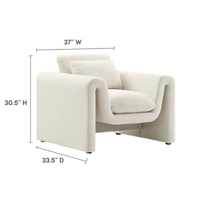 Waverly Boucle Upholstered Armchair in cream boucle fabric with plush back by Modway on Tampa Home & Garden Store