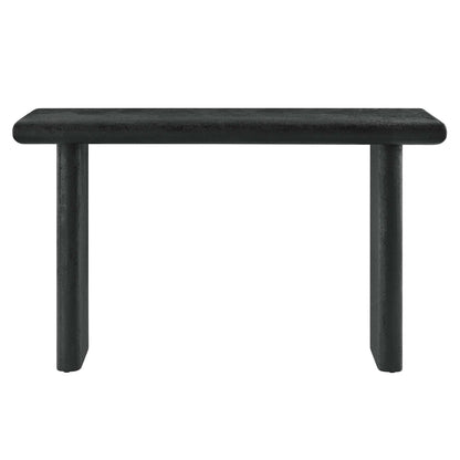 Relic Concrete Textured Console Table top with black finish and two dark legs on Tampa Home & Garden Store