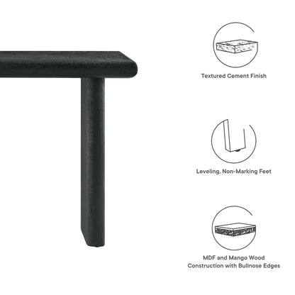 Relic Concrete Textured Console Table by Modway, black textured cement finish with bullnose on Tampa Home & Garden Store