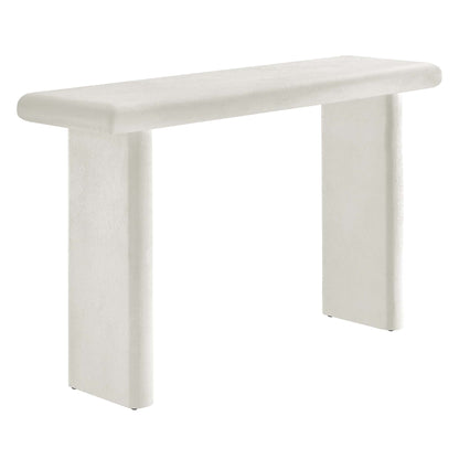 Relic Concrete Textured Console Table by Modway, white textured finish with rounded edges on Tampa Home & Garden Store