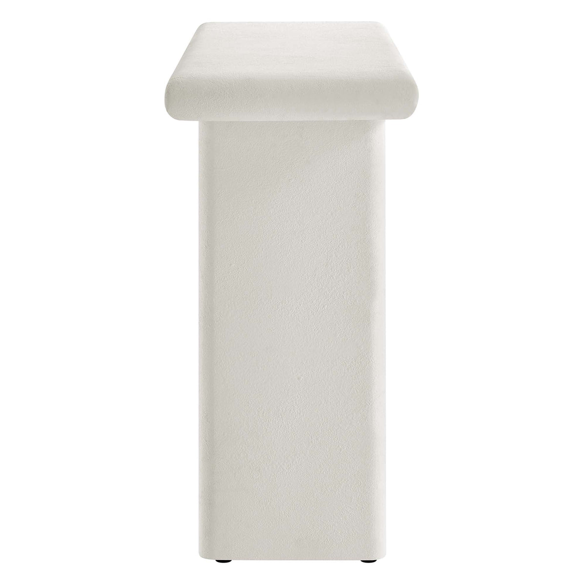 Relic concrete textured console table by Modway white pedestal with rounded top on Tampa Home & Garden Store