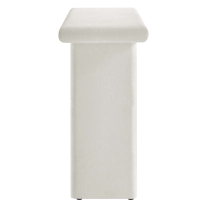 Relic concrete textured console table by Modway white pedestal with rounded top on Tampa Home & Garden Store
