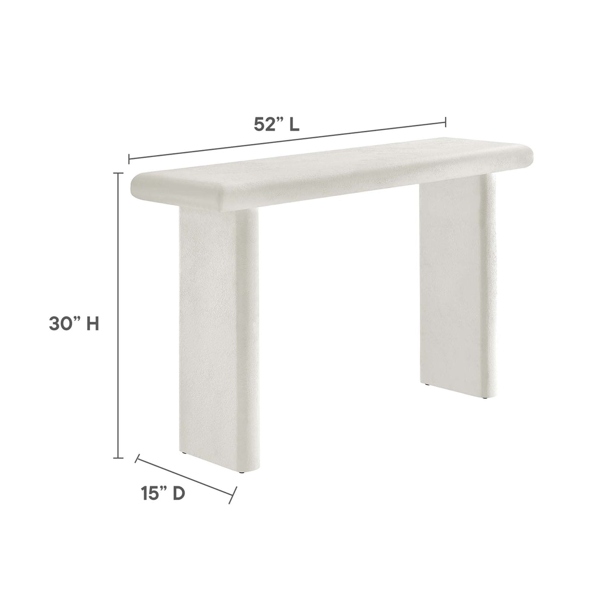 Relic Concrete Textured Console Table by Modway, white textured finish, 52in L on Tampa Home & Garden Store