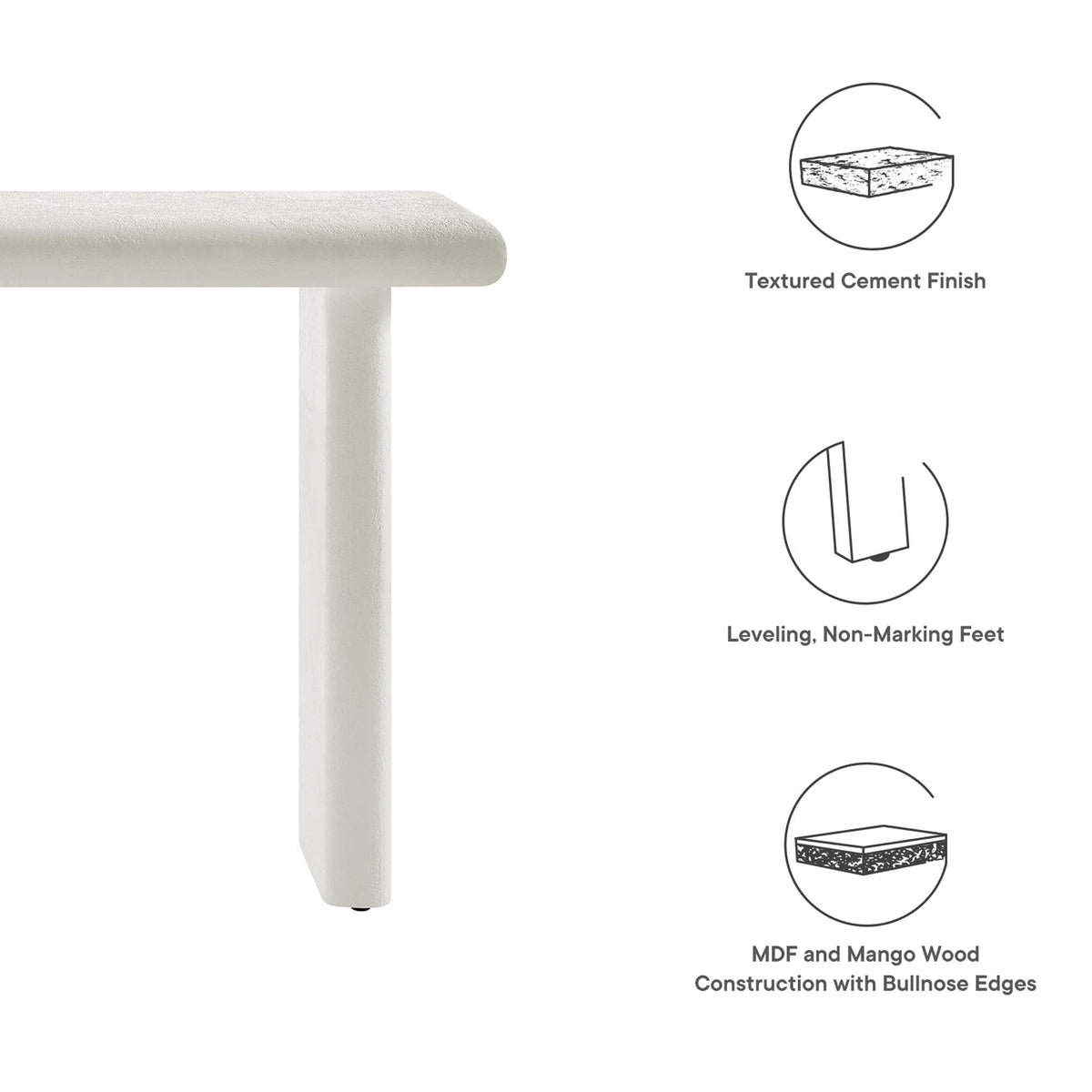 Relic Concrete Textured Console Table white cement finish by HouseOfZazla on Tampa Home & Garden Store