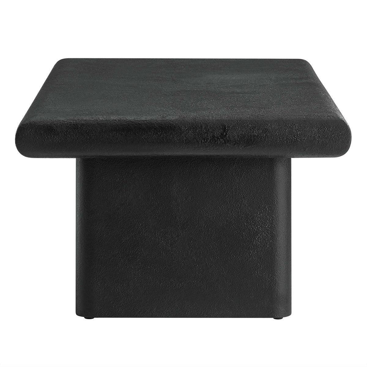 Relic Concrete Textured Coffee Table black textured finish with corners and pedestal base on Tampa Home & Garden Store