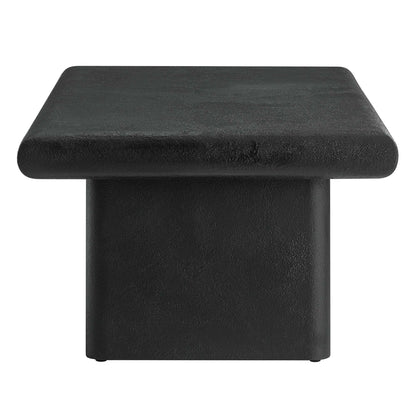 Relic Concrete Textured Coffee Table black textured finish with corners and pedestal base on Tampa Home & Garden Store