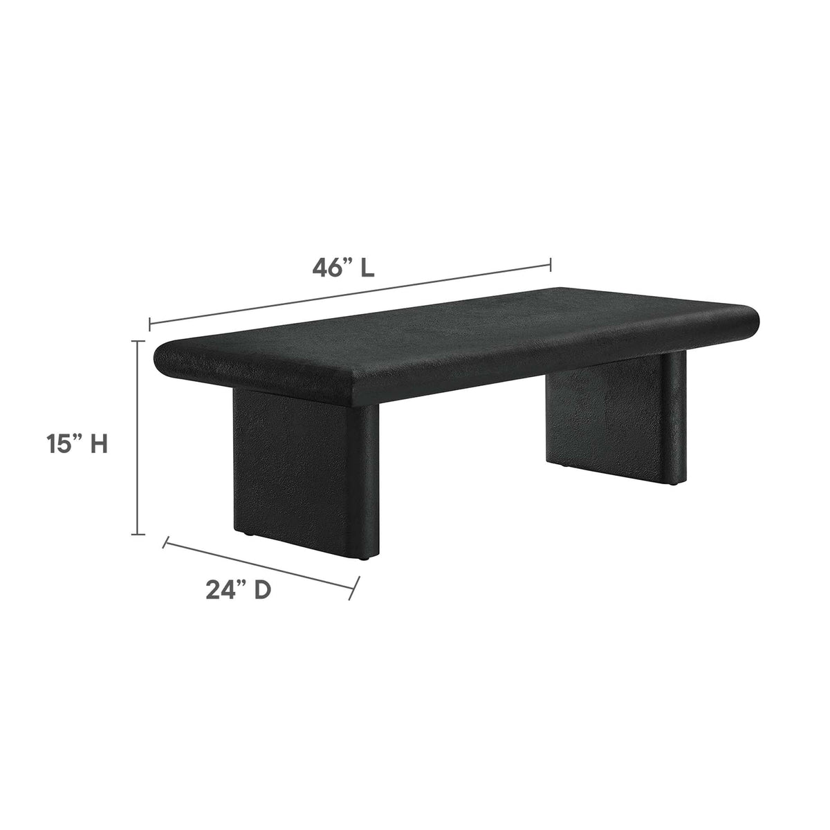 Relic Concrete Textured Coffee Table by Modway, dark top, 46L x 24D x 15H on Tampa Home & Garden Store