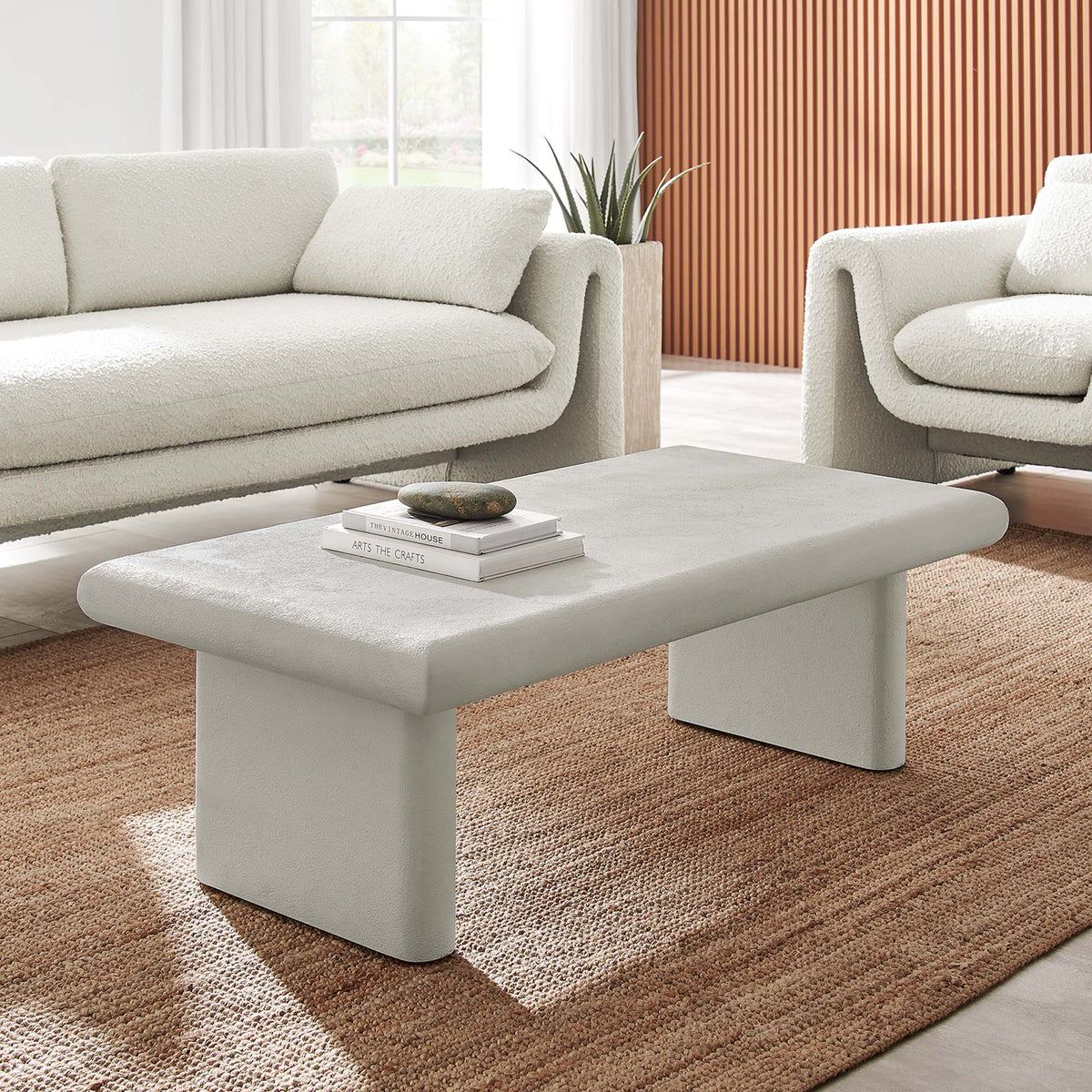 Relic Concrete Textured Coffee Table by Modway in gray with chunky legs for modern living on Tampa Home & Garden Store