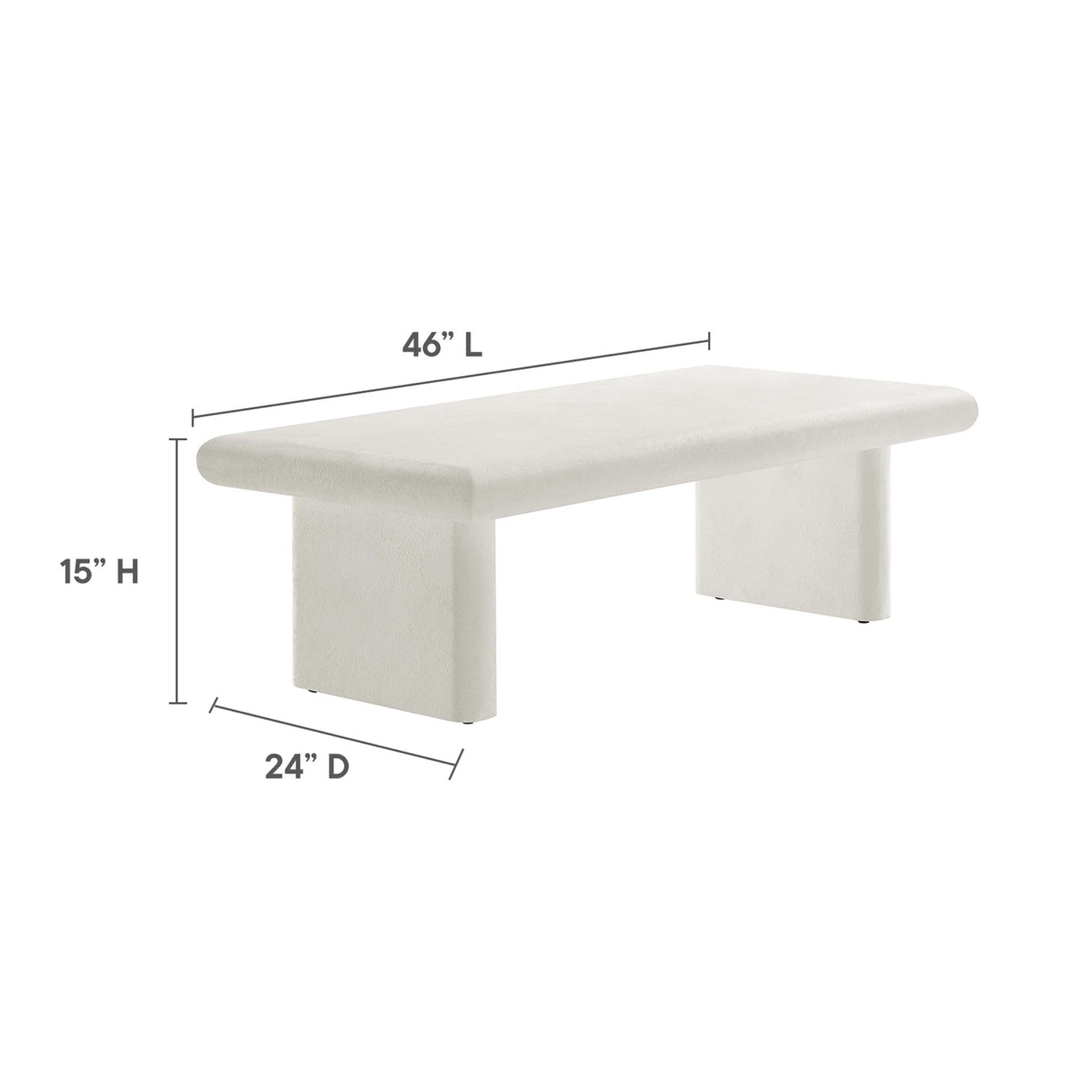 Relic Concrete Textured Coffee Table white with rounded top and pedestal legs 46L x 24D x 15H on Tampa Home & Garden Store