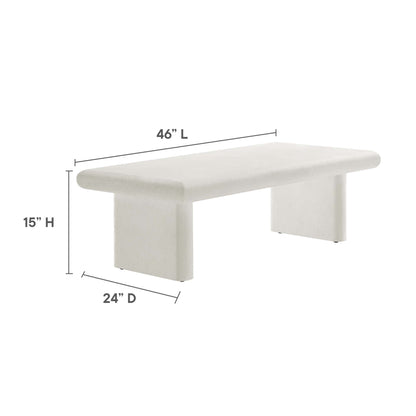 Relic Concrete Textured Coffee Table white with rounded top and pedestal legs 46L x 24D x 15H on Tampa Home & Garden Store