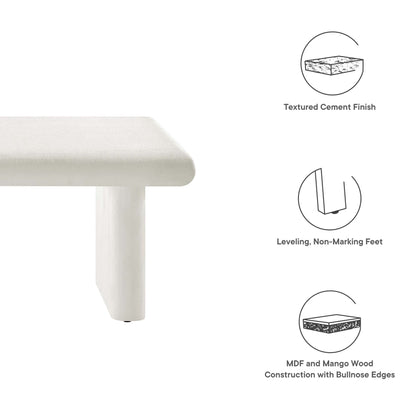 Relic Concrete Textured Coffee Table by Modway, ivory cement finish with bullnose edge on Tampa Home & Garden Store