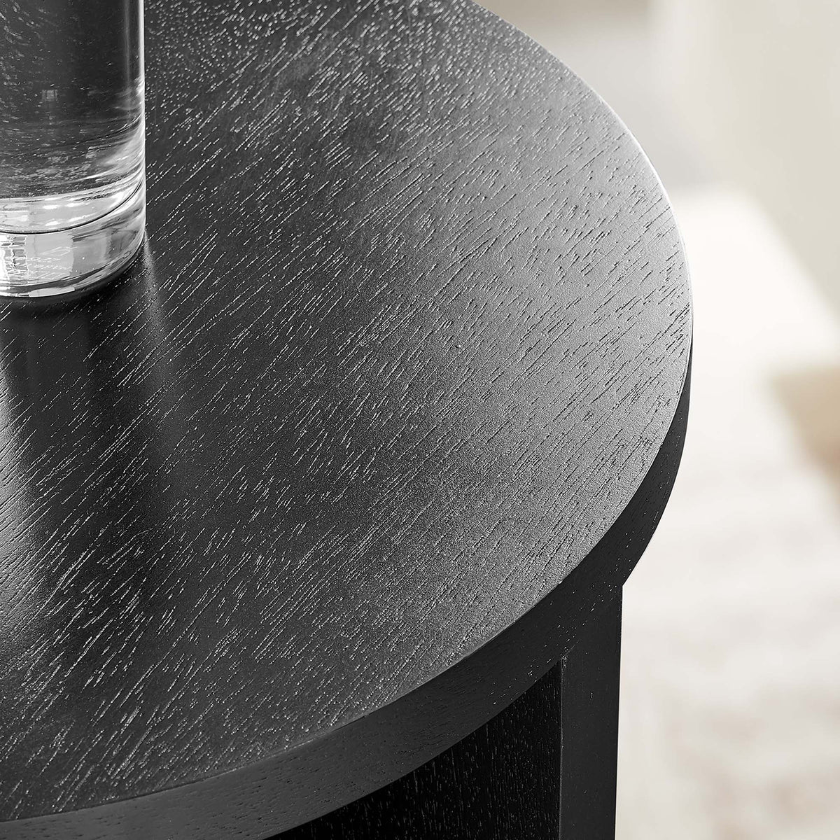 Silas round wood side table in dark espresso finish with visible grain by Modway on Tampa Home & Garden Store