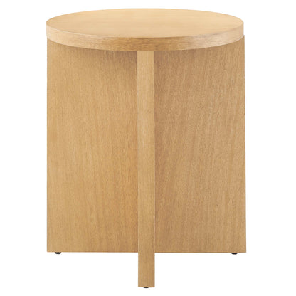 Silas Round Wood Side Table by Modway, natural wood finish with round top and pedestal base on Tampa Home & Garden Store