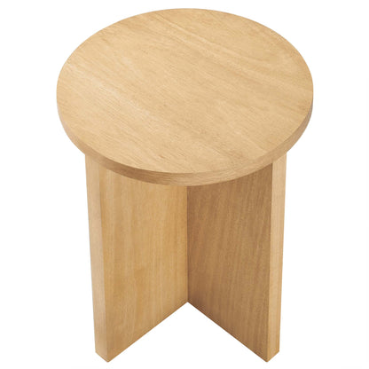 Silas Round Wood Side Table natural oak finish with circular top and tapered legs on Tampa Home & Garden Store